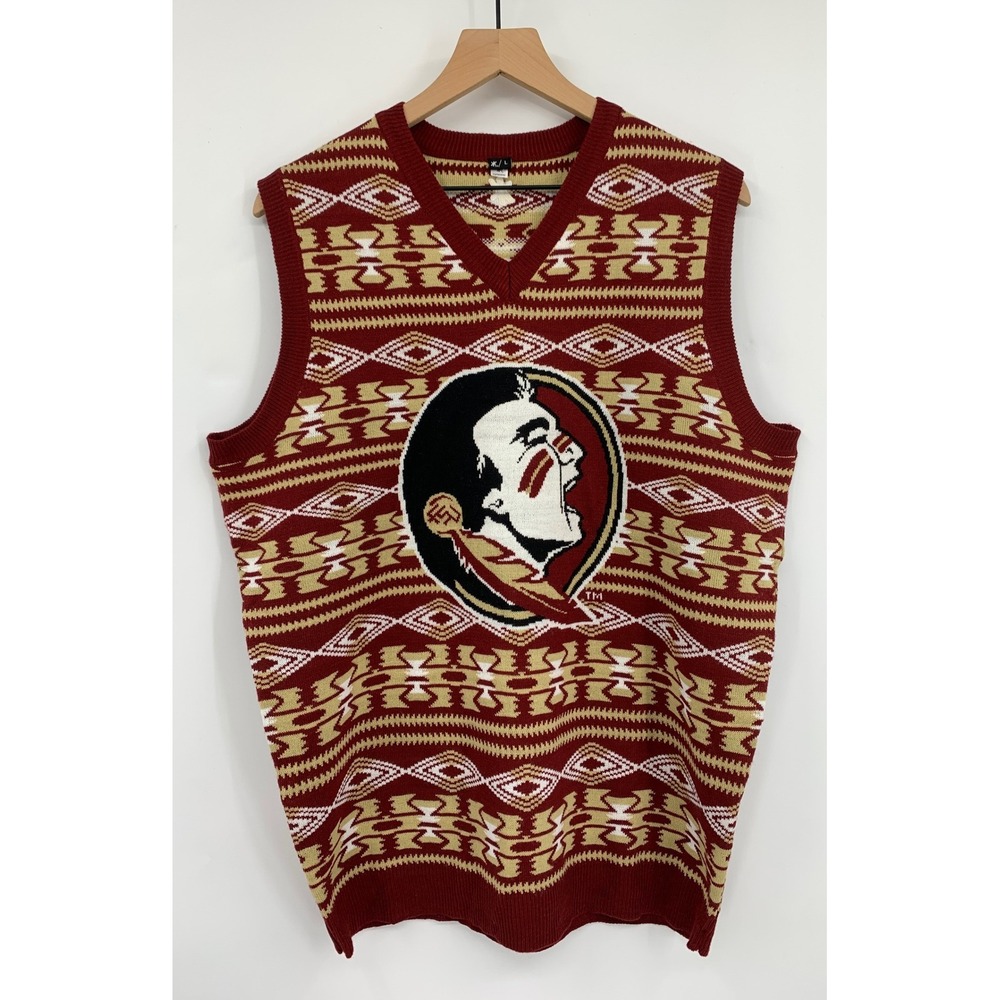 Florida State Seminoles Sweater Vest Mens XL Garnet Gold Fair Isle FSU NCAA